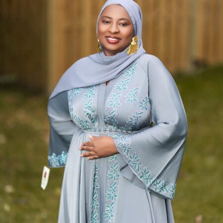 Classic 3-Piece Abaya Set Soft Grey Size 52