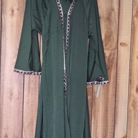 Classic 3-Piece Abaya Set Green and Black Size 58