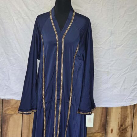 Classic 3-Piece Abaya Set Blue and Gold Star Size 52
