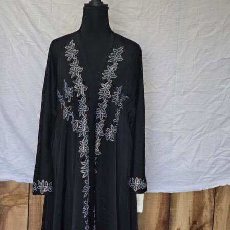 Classic 3-Piece Abaya Set Black and Blue Star Size 54